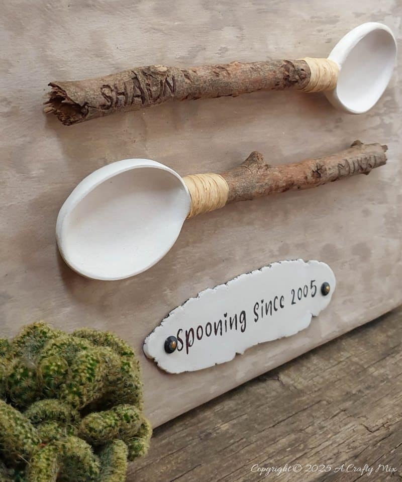 Celebrate a beautiful love story with a unique DIY "spooning since" anniversary gift. Handmade wooden spoons with personalized names and clay bowls mounted on canvas make a unique d&eacute;cor piece that will be treasured for years to come. Perfect for Valentine&rsquo;s Day, weddings, or any romantic occasion, this craft tutorial is easy to follow and fun to make.
