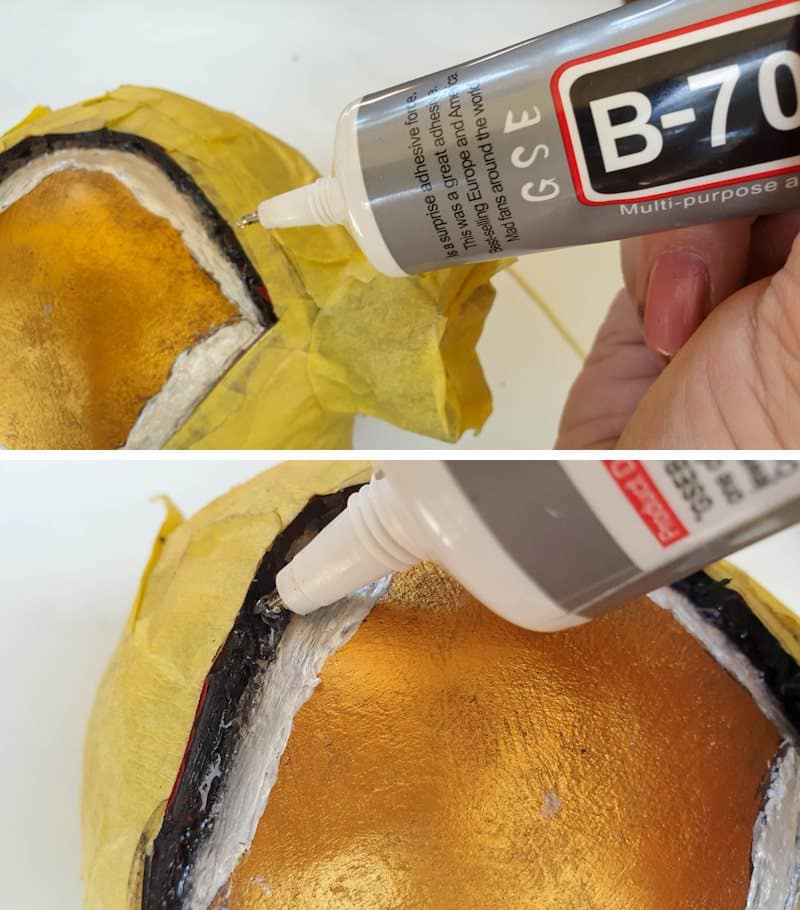 Apply a thin line of B7000 glue