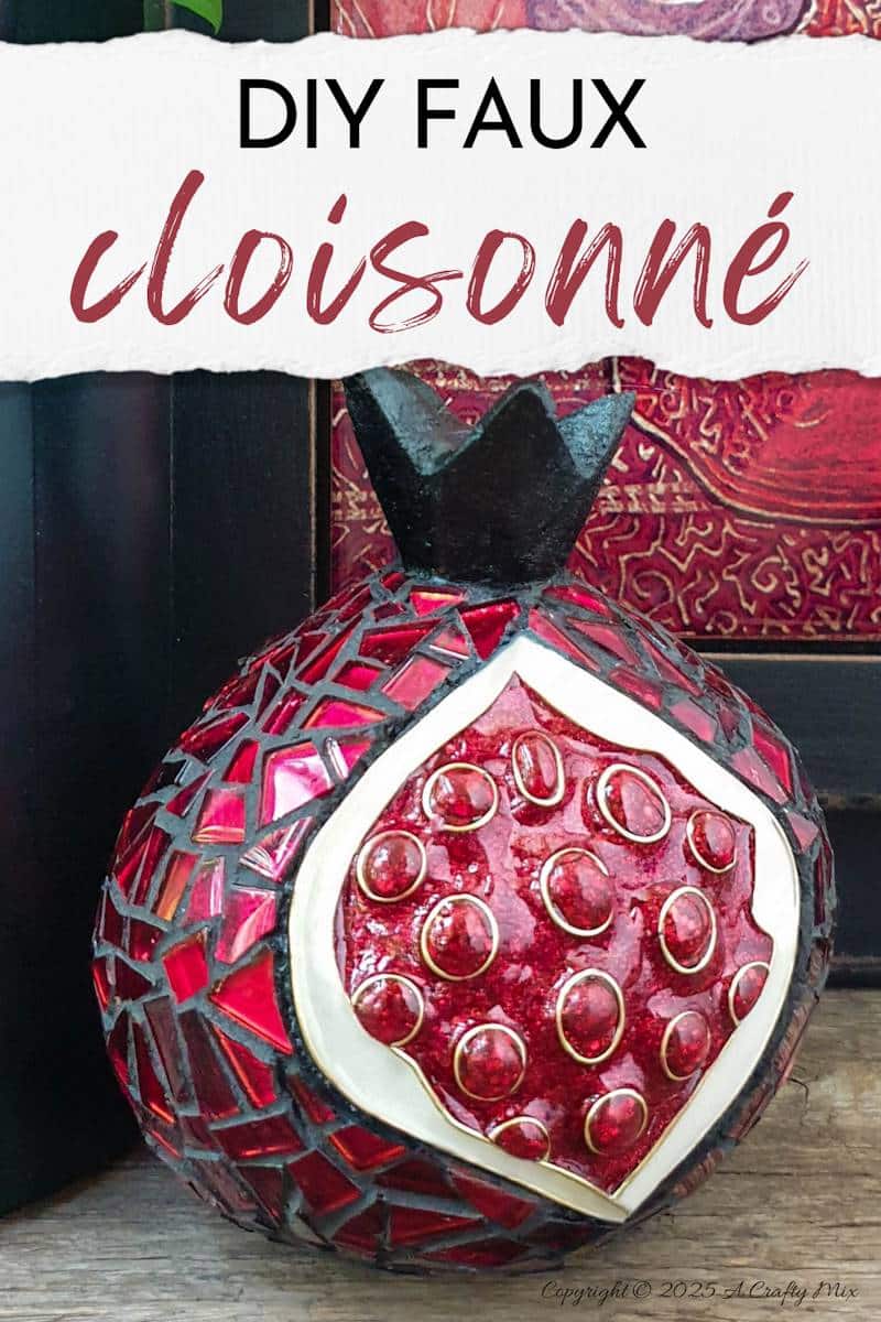 Love mosaics and want to try something new? This faux cloisonn&eacute; pomegranate combines bold mosaic tiles with glistening, wire-framed seeds for a show-stopping effect. No kiln needed&mdash;just creativity and a few craft supplies. Pin for your next DIY art adventure.
