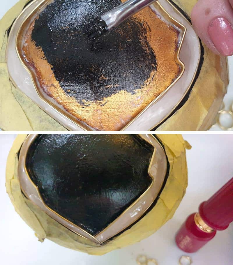 Paint the inside of the pomegranate black