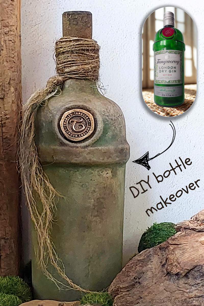Upcycle ordinary bottles into old world treasures with this easy DIY. This beginner-friendly tutorial teaches you how to create an authentic antique clay finish using simple powdered food coloring and texture paste. Perfect for rustic or old-world d&eacute;cor.