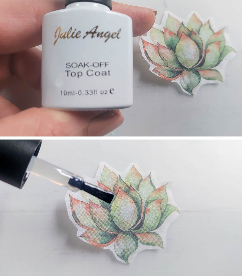 Use a clear gel nail polish top coat and paint it all over the paper napkin/serviette