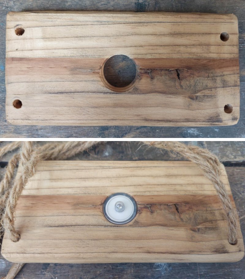 String twine through the holes to make a swing