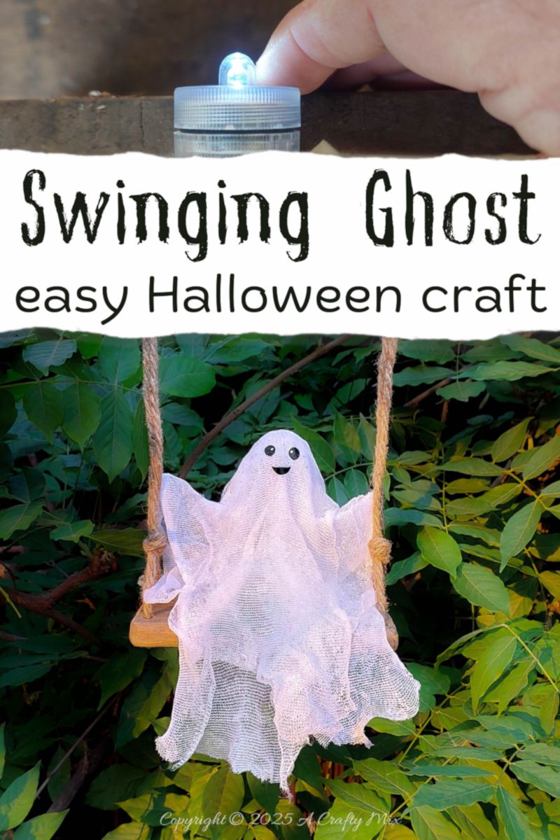 Add a pinch of playful fright to your Halloween with easy to make ghost on a swing—hang it indoors or out so he can welcome trick-or-treaters with his cheeky grin. Perfect for adding a magical, kid-friendly twist to any festive space.