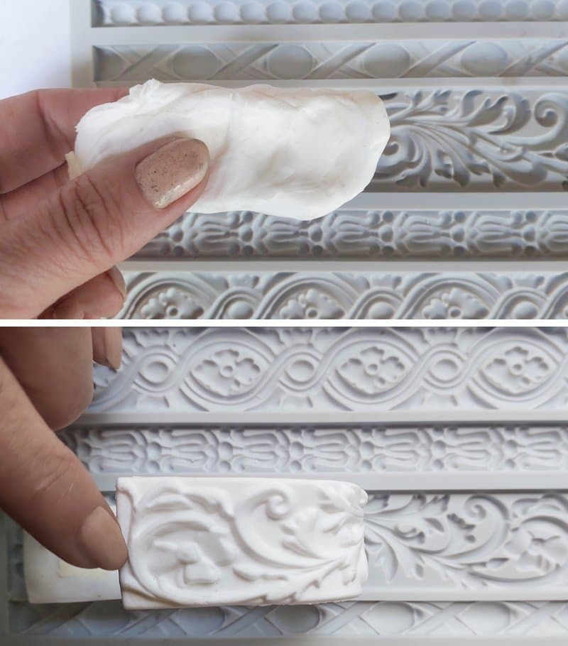 Use foam clay in a sugar border mold to make the ornate frame