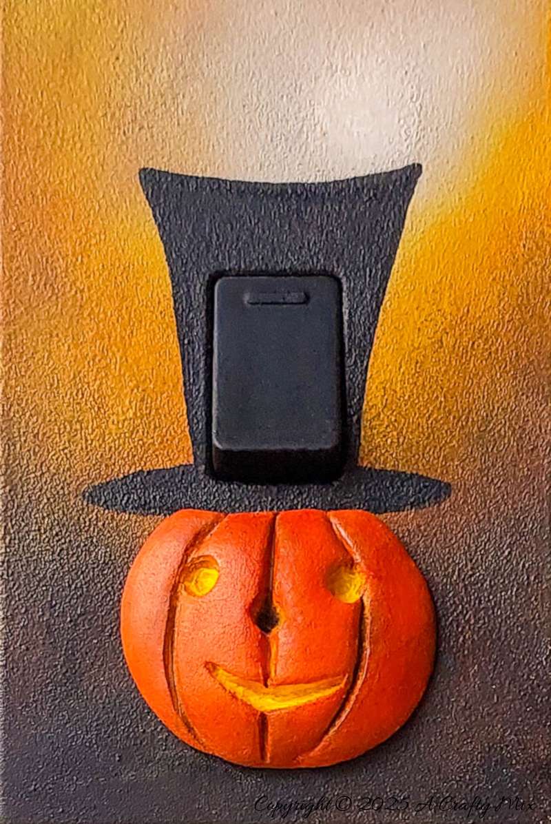 Looking for a creative way to dress up your d&eacute;cor for the spooky season? This DIY Halloween light switch cover features a cheerful pumpkin with a tall black top hat, set in a beautifully ornate frame. Simple to make and perfect for living rooms, entryways, or party spaces, this beginner-friendly craft transforms an ordinary switch plate into playful, functional art.