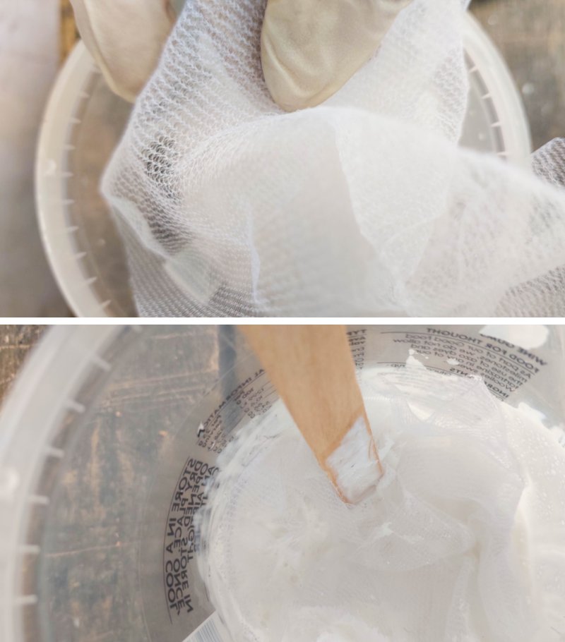 Drench the fabric in the glue mixture