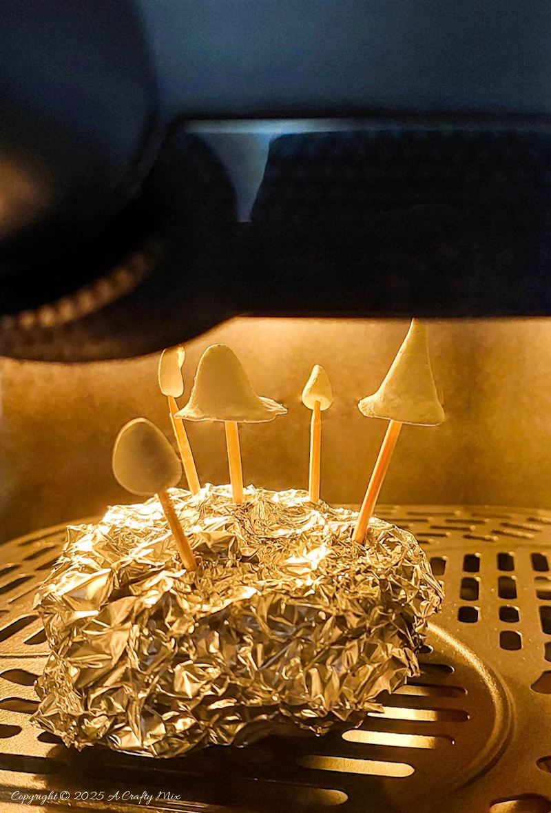 Baking fairy clay mushrooms in an air fryer