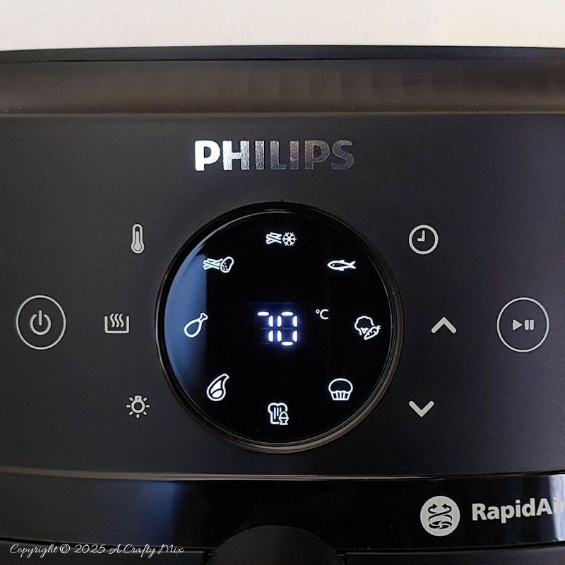 Temperature setting on the air fryer. Choose the lowest setting possible to bake air-dry clay.