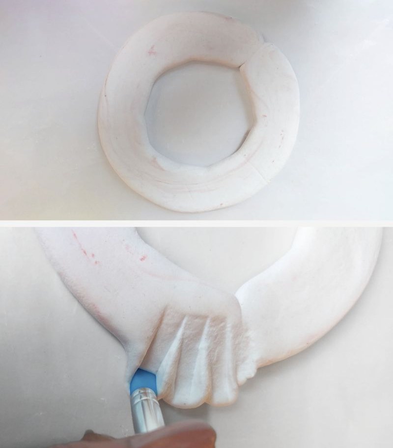 Make a petticoat for the mushroom using foam clay