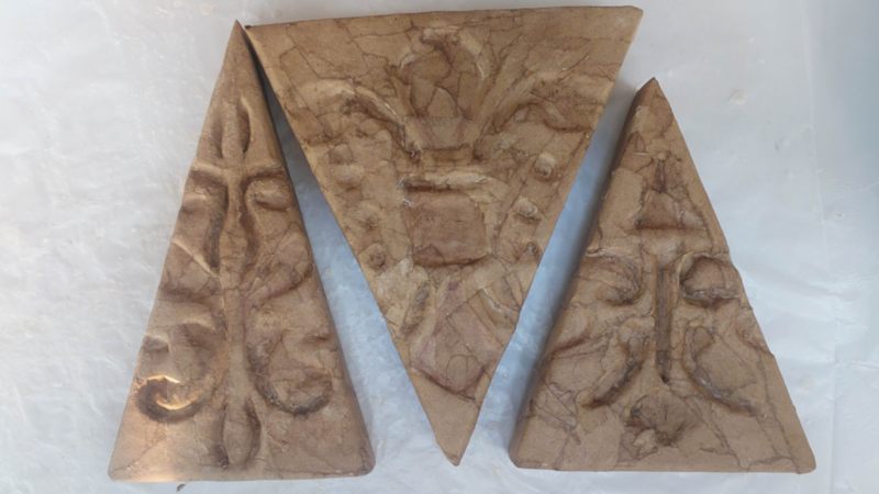 Faux Carvings covered in brown paper bags