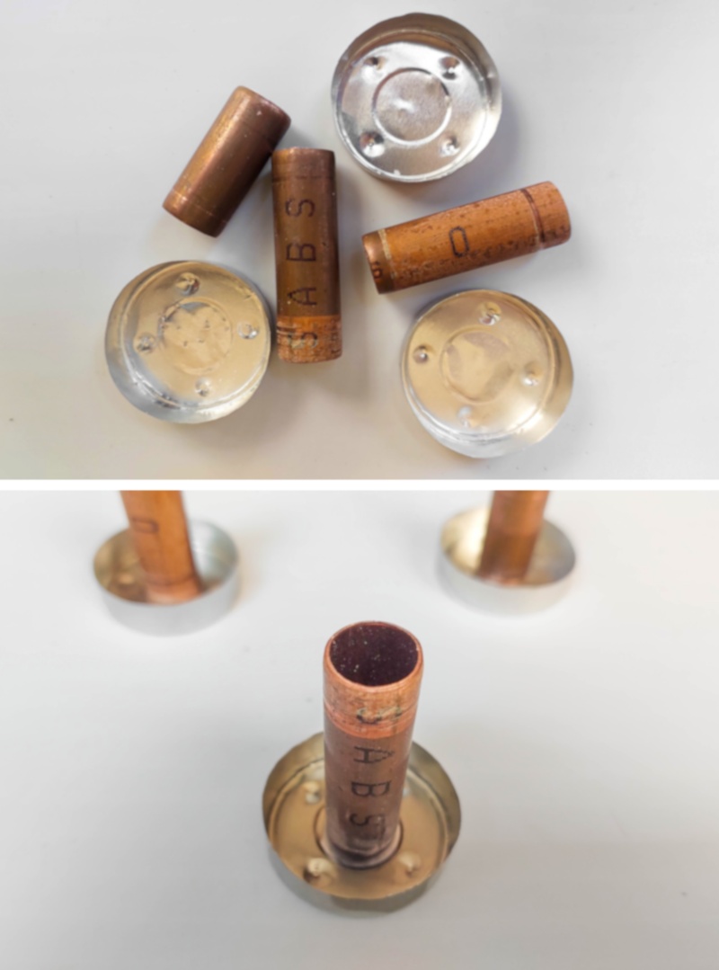 To make the tree stands I used copper pipe offcuts and empty tealight holders