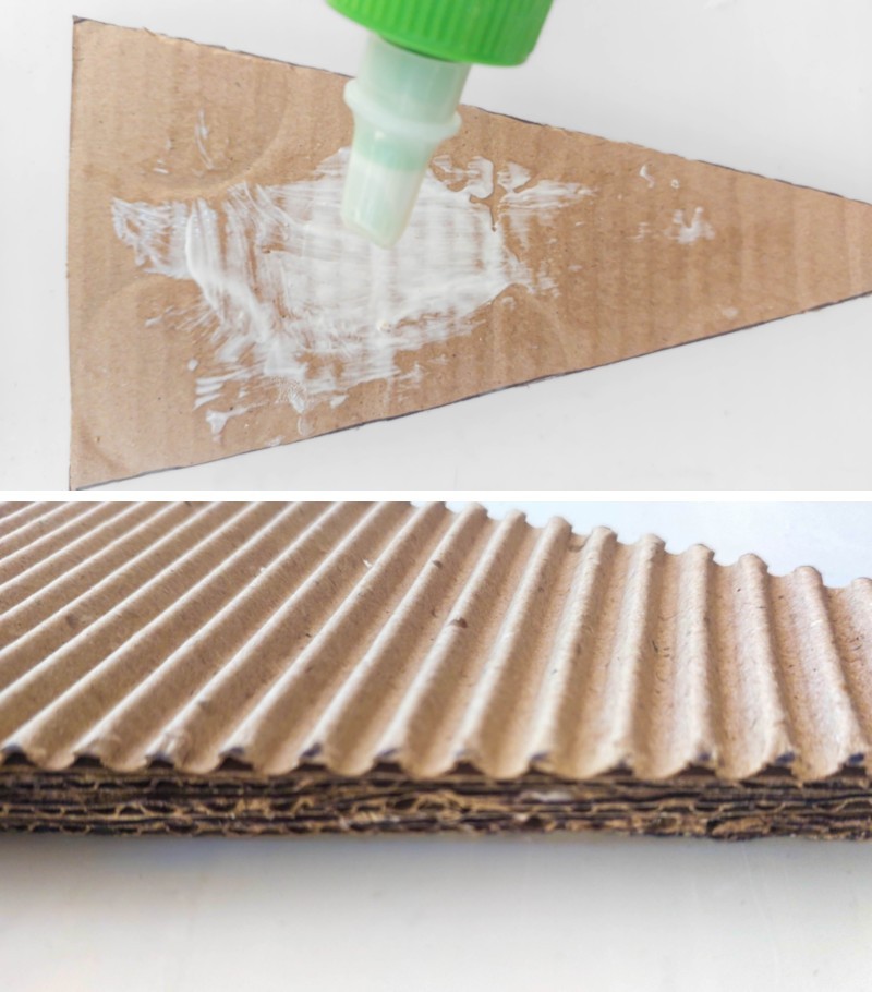 Glue the corrugated cardboard onto plain cardboard