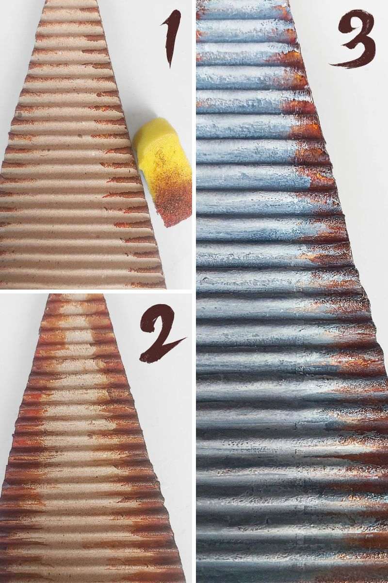 Paint the corrugated cardboard Christmas tree to suit your decor and style.