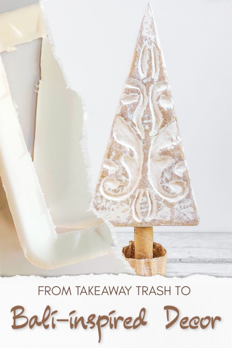 Create handmade holiday memories by transforming throwaway items into beautiful Bali-inspired tabletop Christmas trees. This easy to follow tutorial will show you how to mimic the look of exotic carved wood. It&rsquo;s a budget-friendly, eco-conscious way to bring sustainable, island-inspired charm to your festive d&eacute;cor.