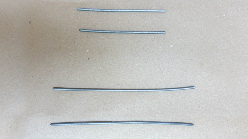 Different lengths of wire that will be used for the legs