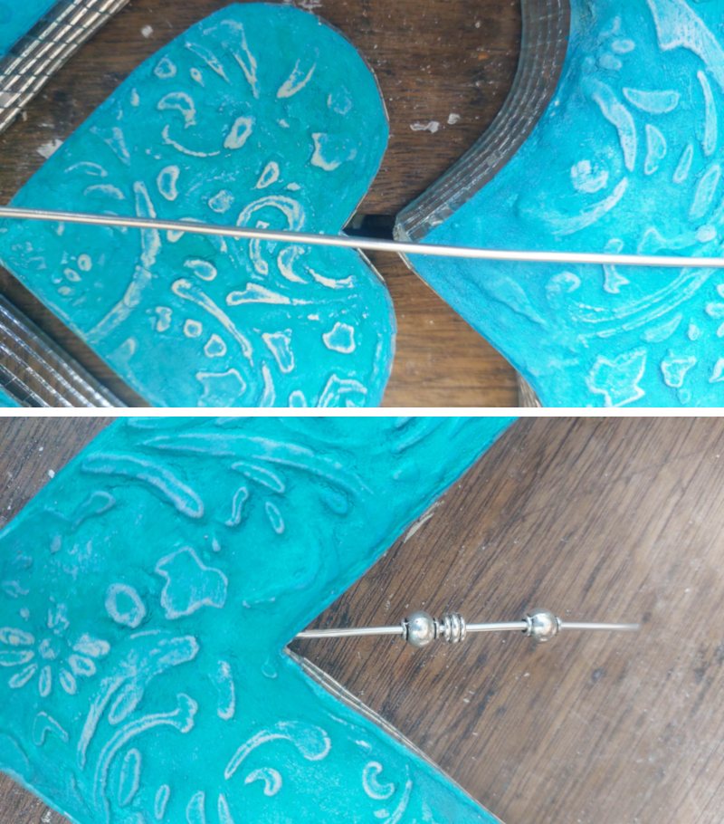 String the hearts together with wire and bead spacers