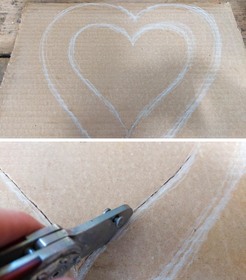 Use a sharp craft knife to cut the hearts out