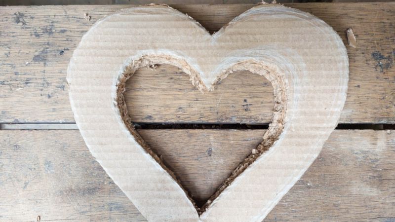 Cut out cardboard heart with rough edges
