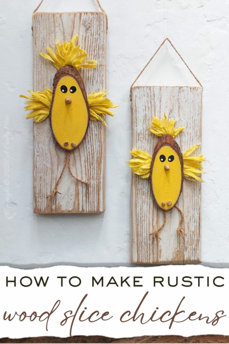 Ready for a quick weekend craft project? These Wood Slice Chickens, with their scruffy feathers and dangly legs, are kid approved, inexpensive, and easy to customize. They&rsquo;re perfect for adding something bright and quirky to your rustic spring d&eacute;cor