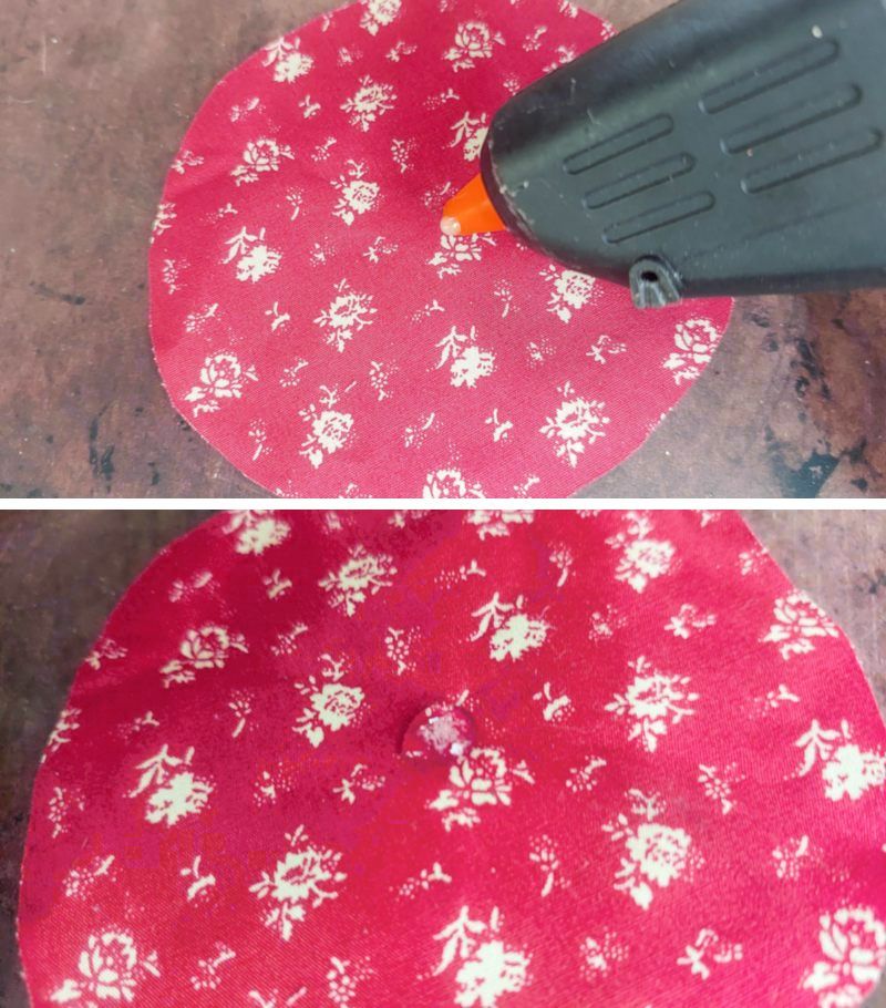 Put a dollop of glue in the middle of the circle