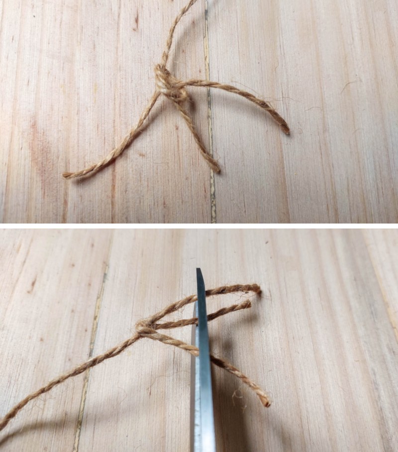 Knot the feet and trim any excess