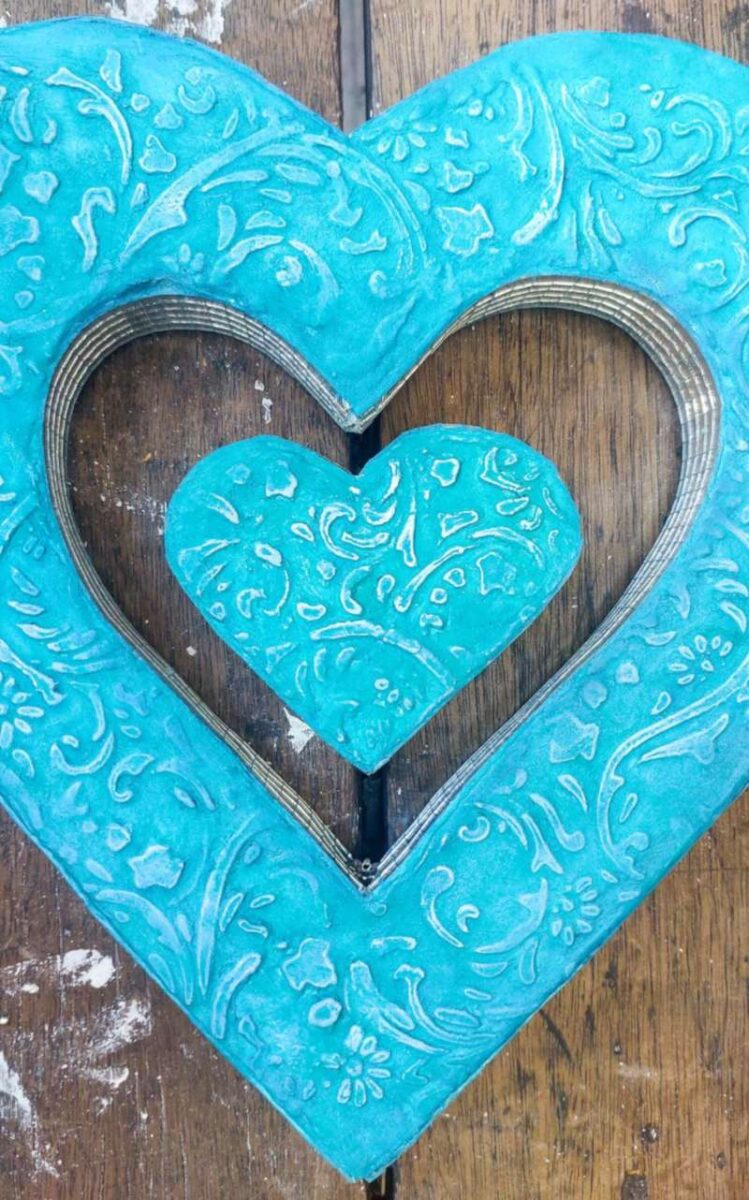 WIP cardboard heart wind spinner before assembling