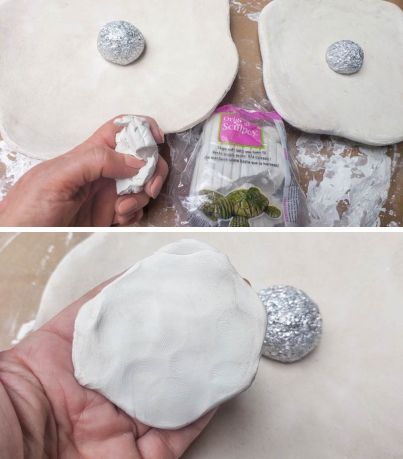 Roll out a clay circle and place it over the aluminium dome