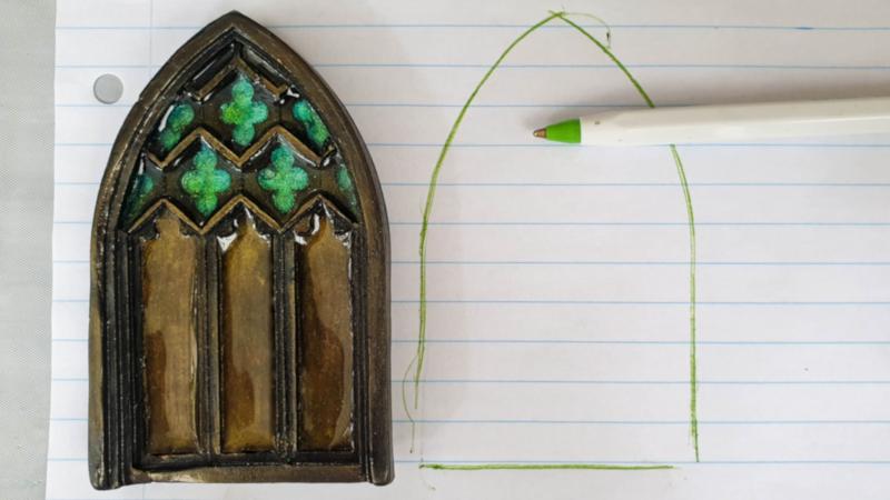 Trace around the door to make a carving template