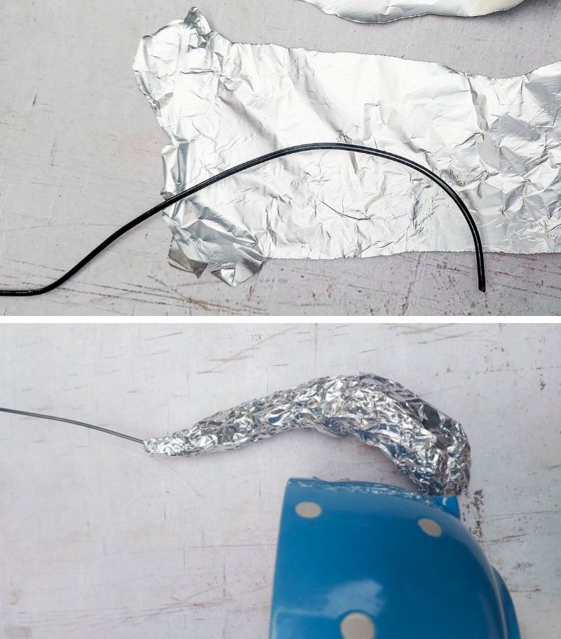 Cut a length of craft wire and wrap it in foil