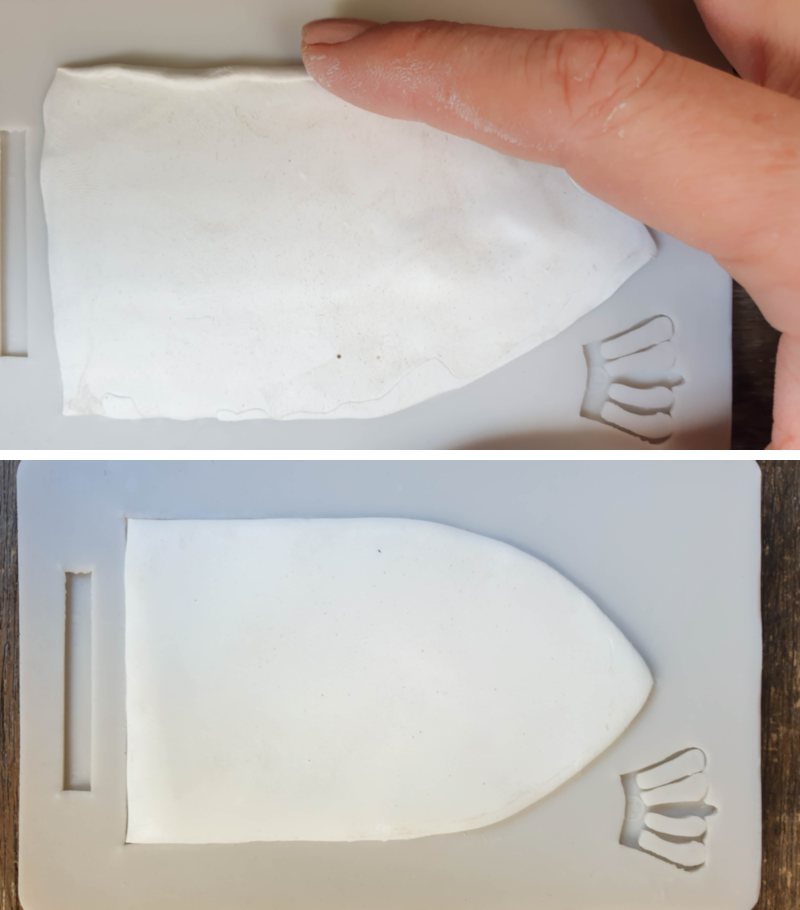 Flatten the clay and neaten up the edges