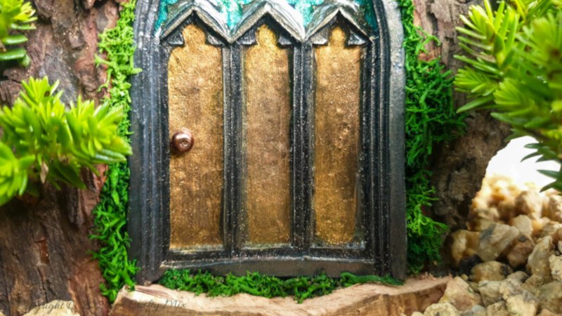 Come see how to make this magical medieval fairy door with a faux stained-glass effect using a silicone mold and paint. This easy fairy garden DIY is perfect for adding a tiny storybook doorway to your yard. Save this idea for your next weekend craft.