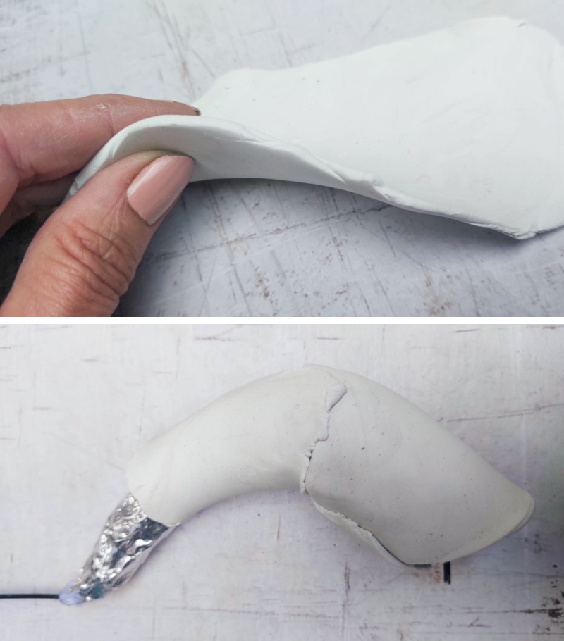 Wrap the foil covered wire in clay