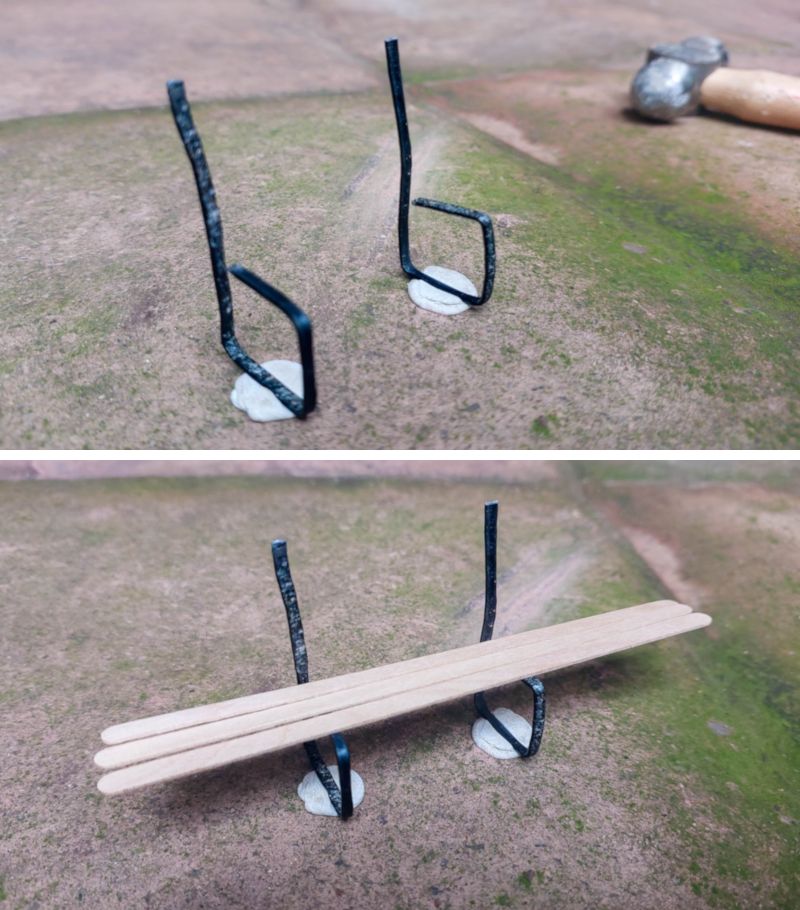 Use some prestik to keep the legs stable while you add the back and seat