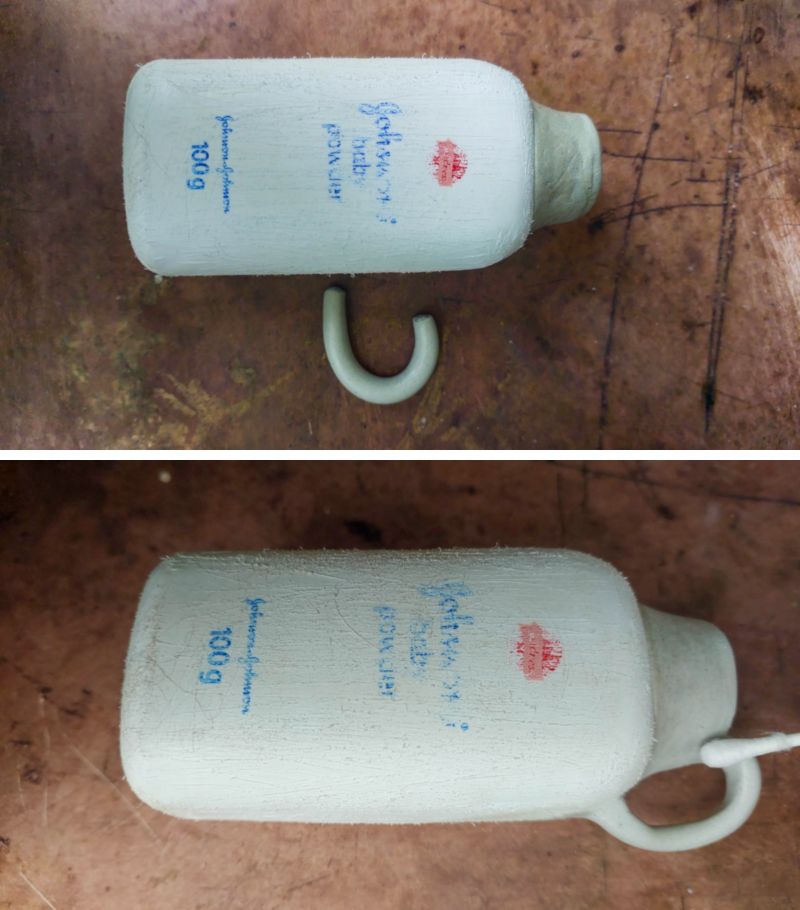 Use the 2-part epoxy clay to make a small handle. Blend the wet edges with a ear bud
