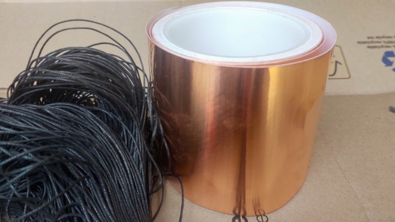 Copper tape and cord used to make the DIY coastal fish decor
