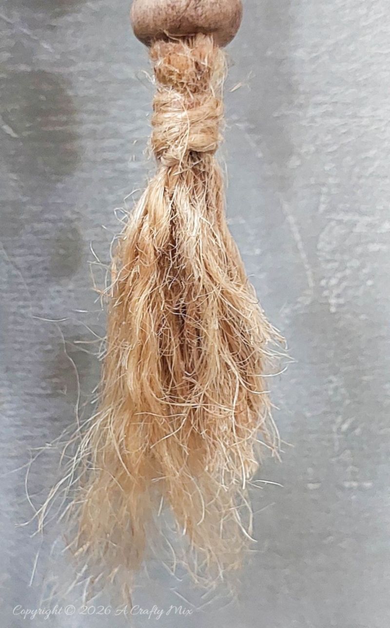 Close up of a jute twine tassel