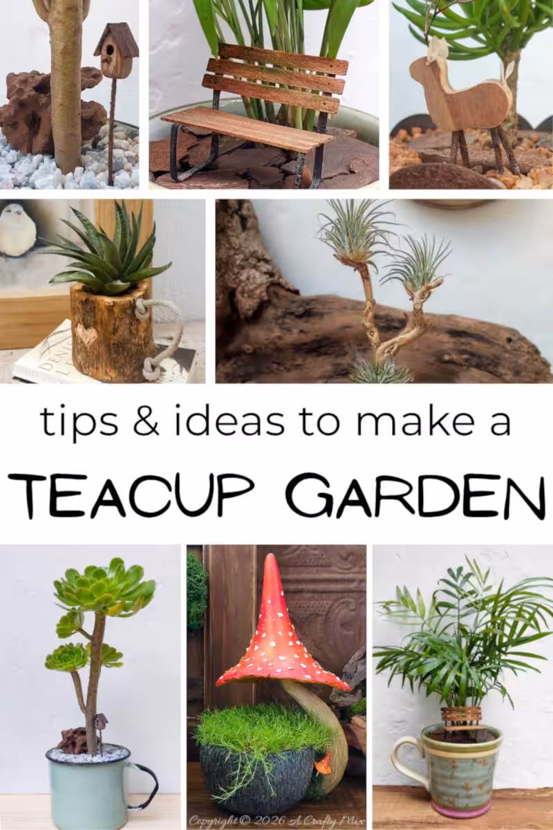 Turn old mugs and teacups into tiny gardens with real plants, benches, birdhouses and more. This step‑by‑step guide is packed with soil tips, plant lists, and whimsical styling ideas you can try in an afternoon.