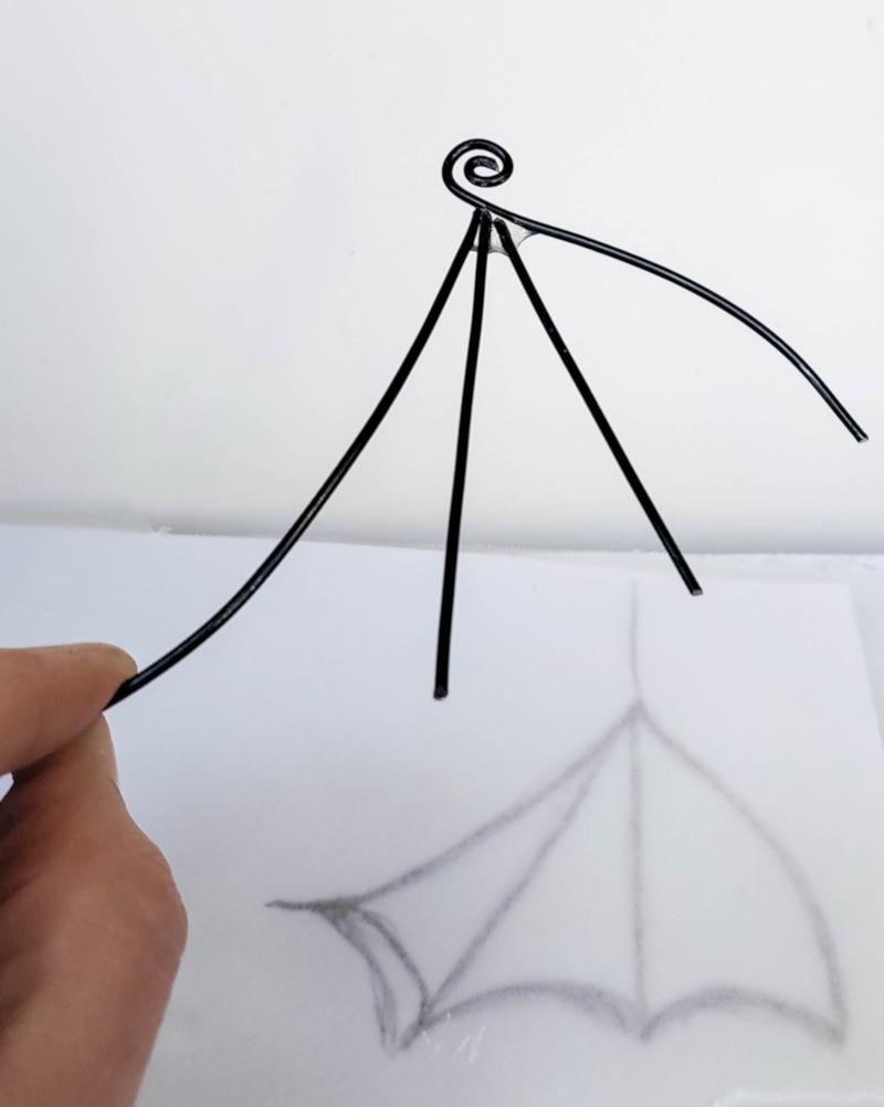 Use the template to build a wire frame for the wings