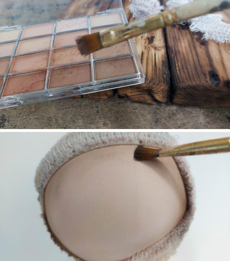 Add some contouring makeup around the plastic bottle mummy's face