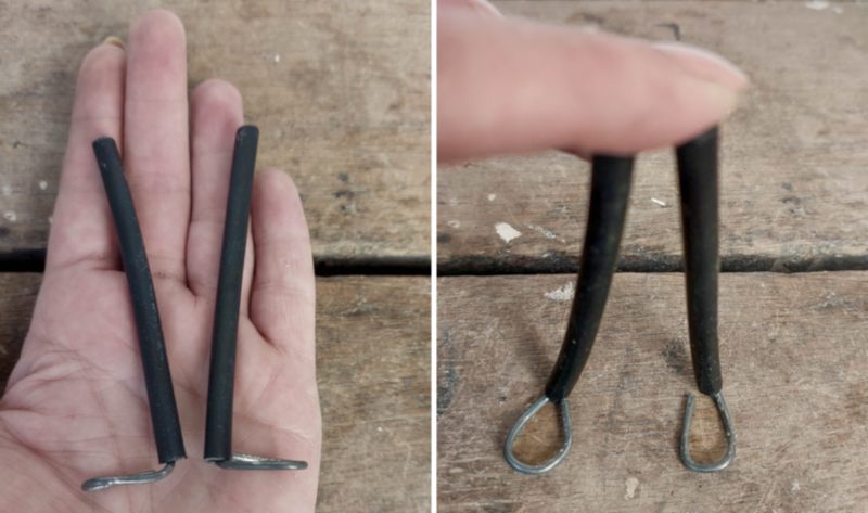 Slip the irrigation tubing over the wire to make the legs