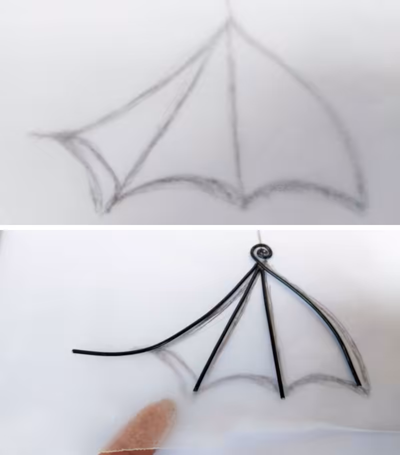 Use the template to build a wire frame for the wings