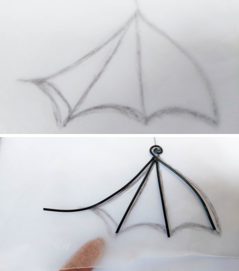 Use the template to build a wire frame for the wings