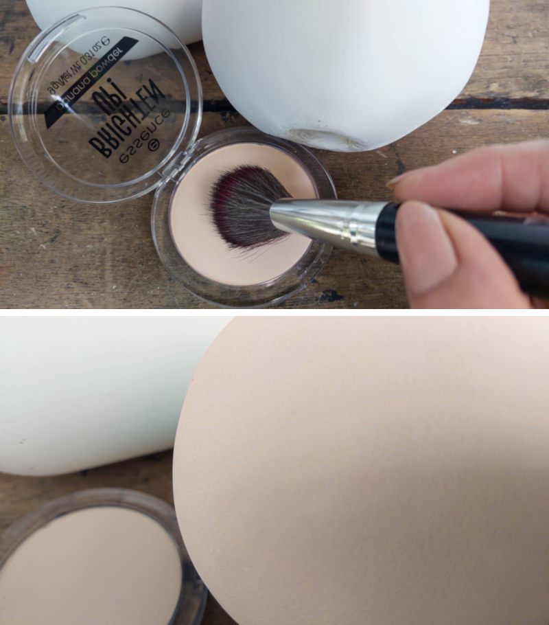 Paint the polystyrene ball head with makeup