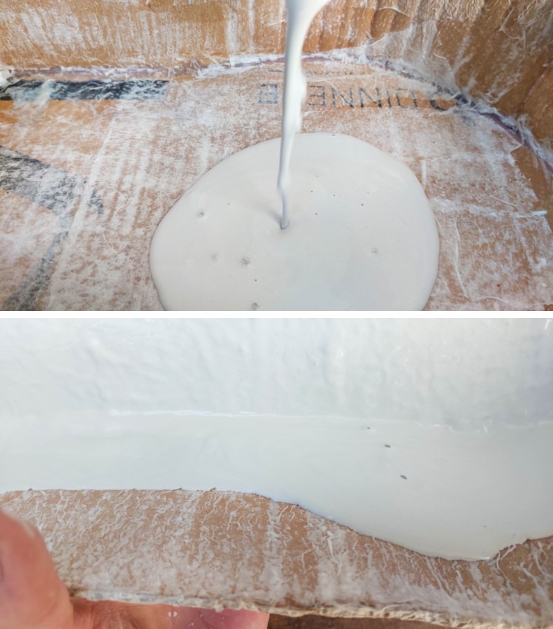 Pour a runny Plaster of Paris mix inside the sarcophagus