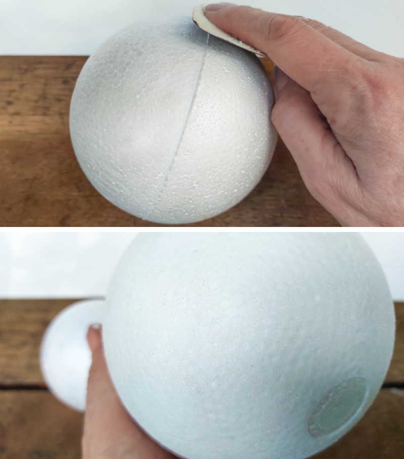 Sand the polystyrene (Styrofoam) balls smooth