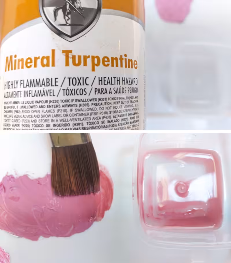 Mix turpentine with the oil paint to make a berry colored glaze