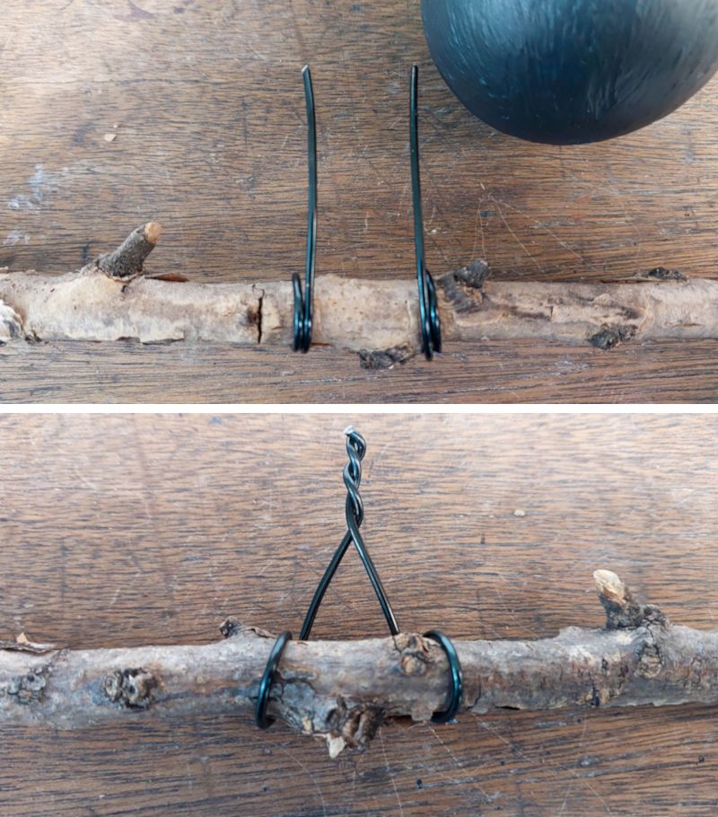 Attach the wire bat legs to a branch