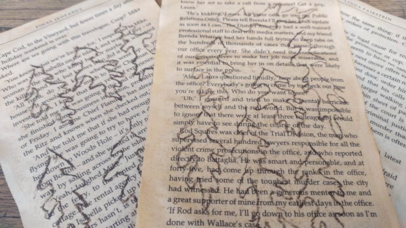 Pencil sketched of oak leaves on old book pages