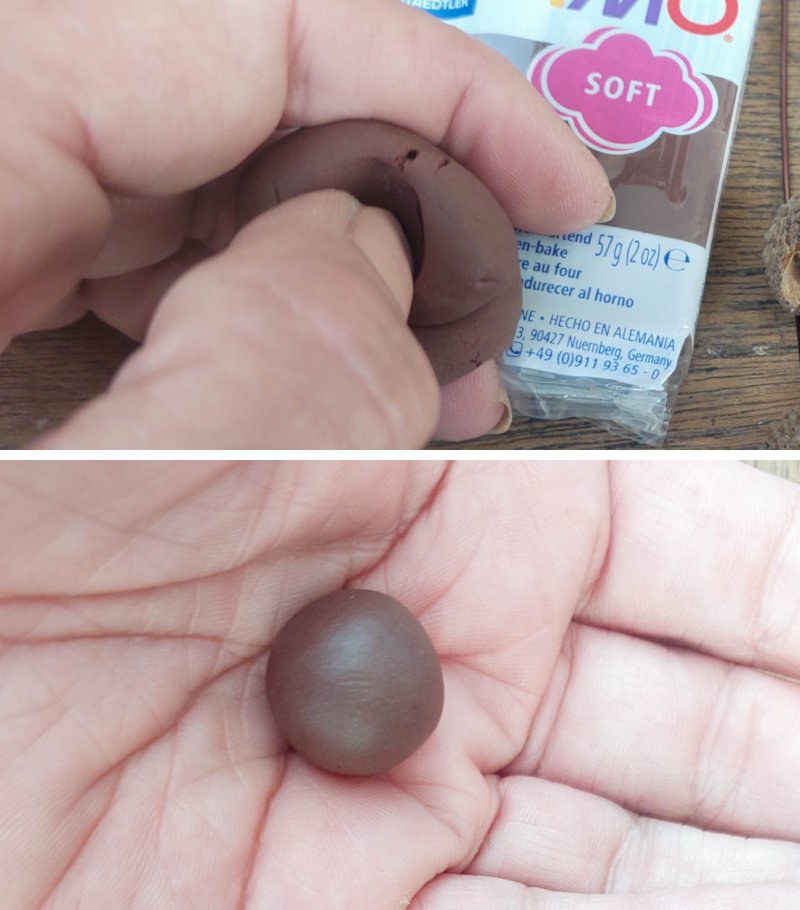 Condition the clay and roll it into a eggy balls
